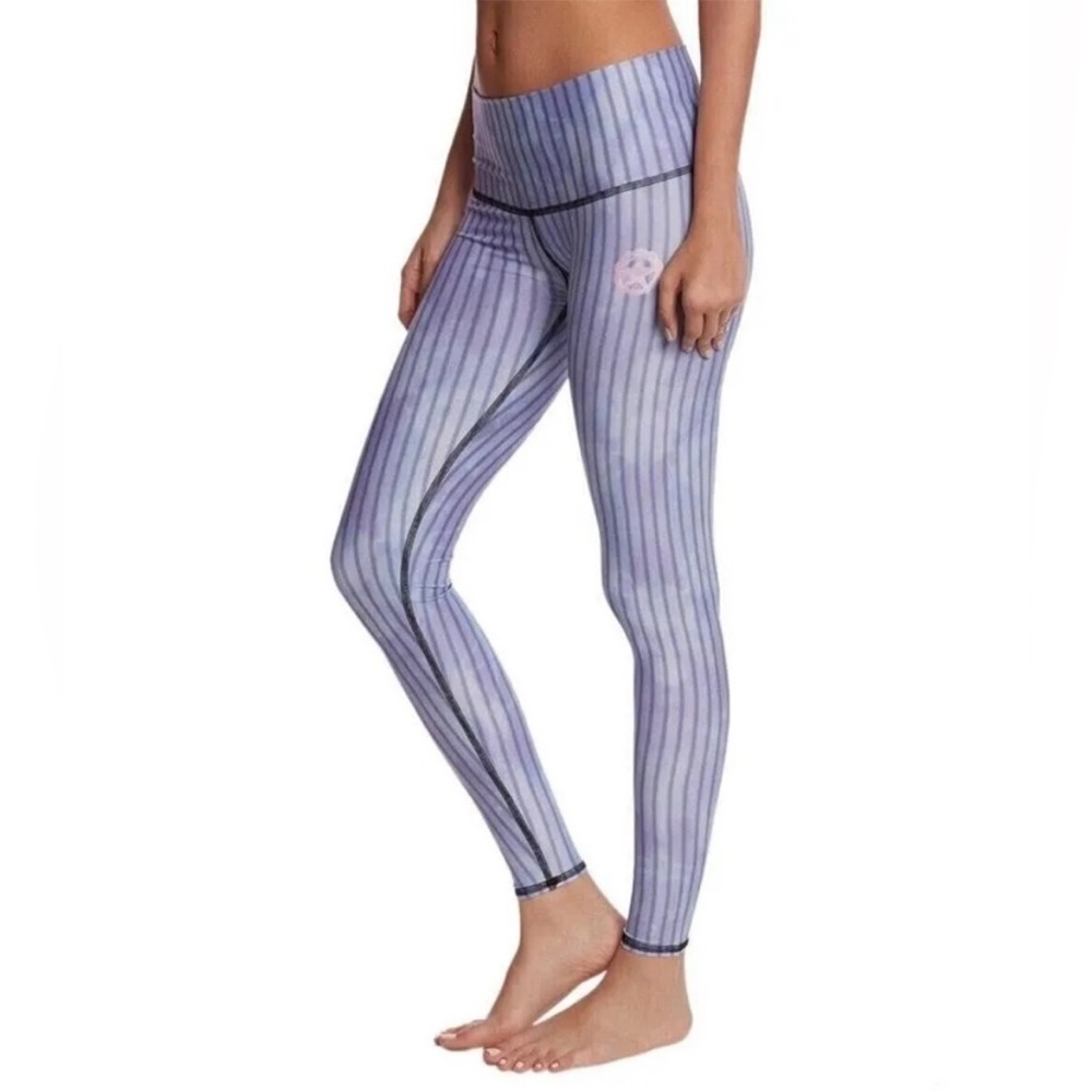 Teeki Tribe Blue Striped Leggings “Hot Pants” w/matching leg warmers - Picture 3 of 10